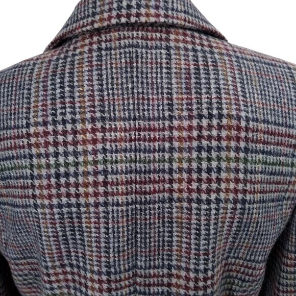 Vintage Plaid 100% Wool Houndstooth Blazer Size M Maurices 90s Y2K Gray Lined - Picture 9 of 12